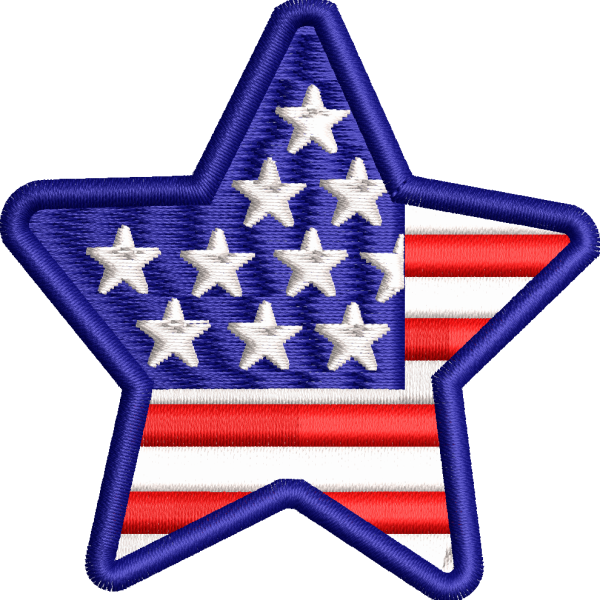 Yıldız şeklinde amerikan bayrağı nakış tasarımı 16f