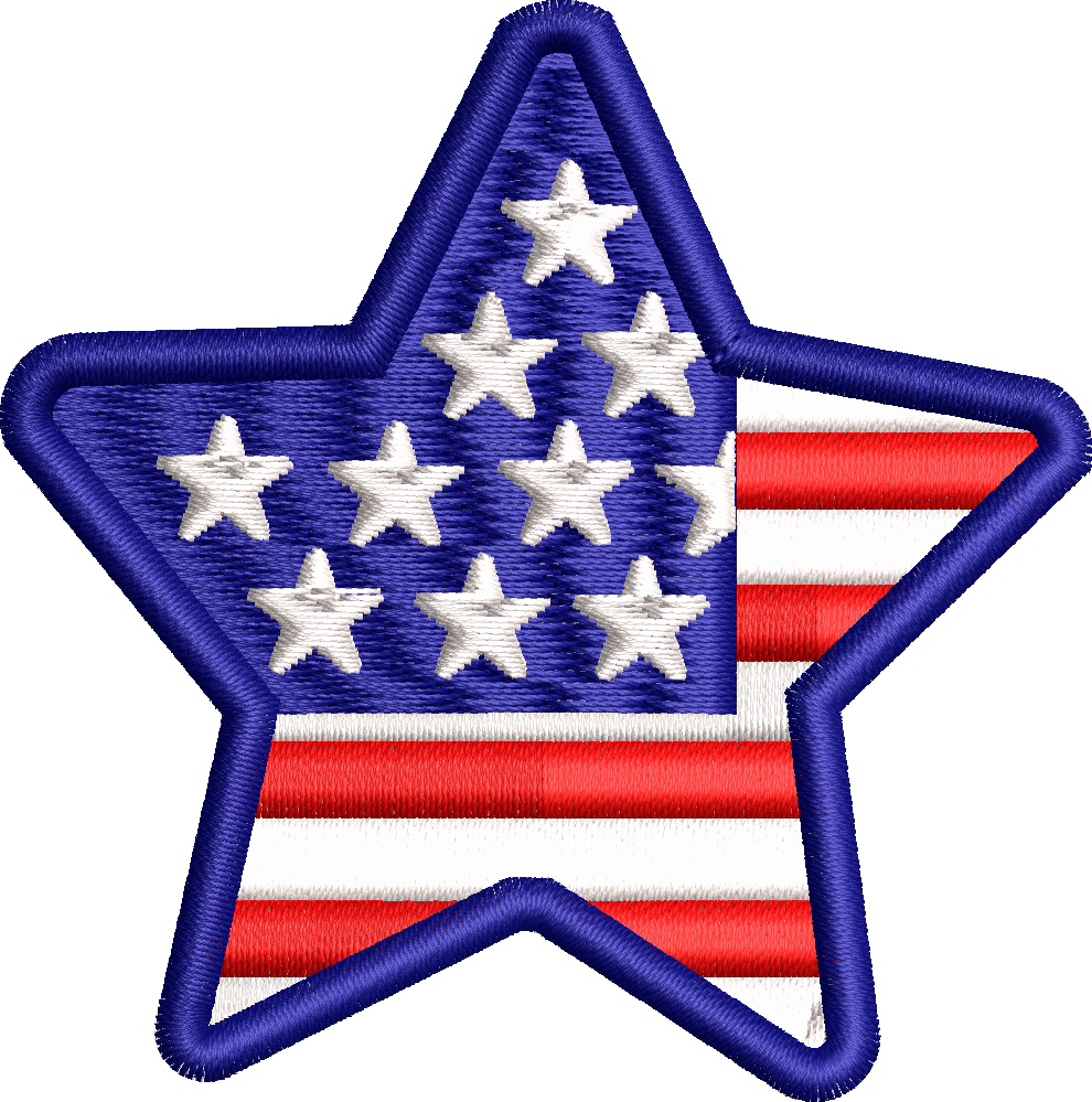 Yıldız şeklinde amerikan bayrağı nakış tasarımı 16f