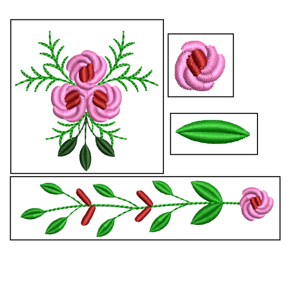 Çiçek nakış tasarımı (takım)