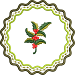 Yılbaşı dal yapraklı peçete nakış tasarımı 178f