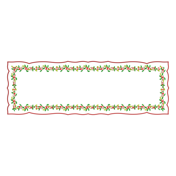 Yılbaşı - Holly Yapraklı Çerçeve Runner Nakış Tasarımı 17f- Makine nakışı için indirilebilir dijital dosya formatları: DST, PES, JEF, VP3, EXP, XXX.