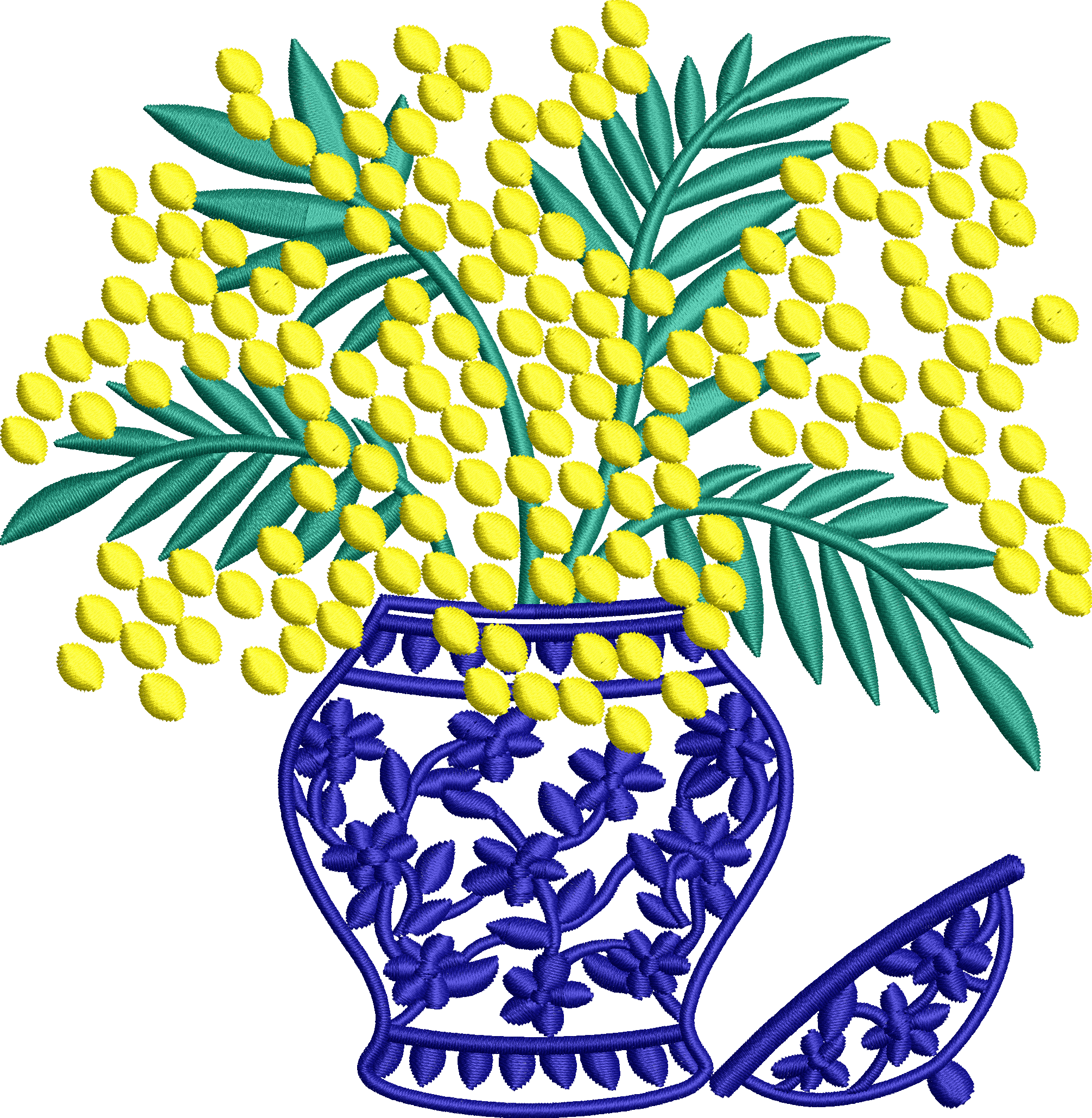 Vazoda çiçek nakış tasarımı