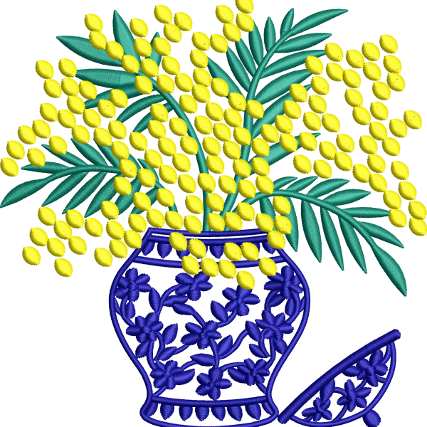 Vazoda çiçek nakış tasarımı