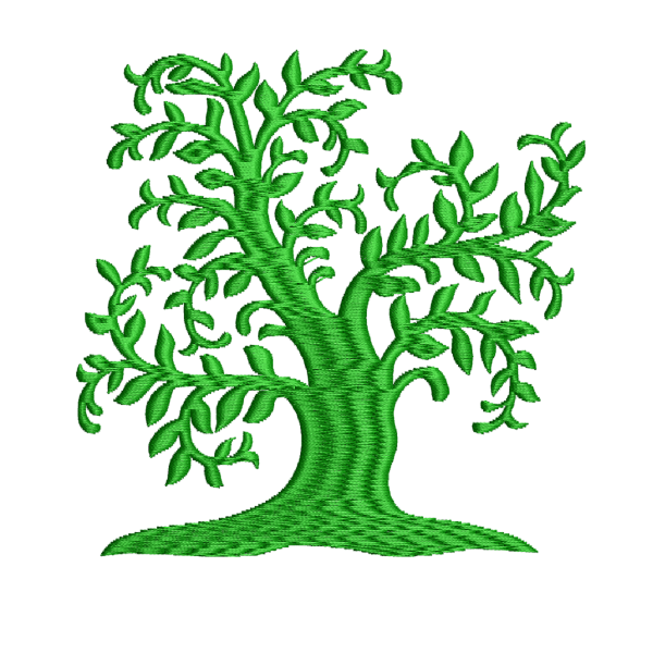 Diseño de Bordado de Máquina con Tema de Árbol de Hojas Verdes y Patrón de Bordado Decorativo - AGAC1F