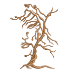 Diseño de Bordado de Perfil de Rostro con Ramas de Árbol y Patrón de Bordado Decorativo - AGAC2F