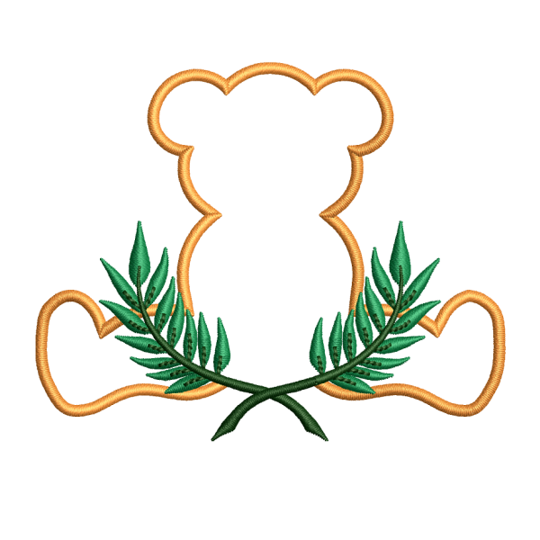 Desenho de bordado de silhueta de urso com bambu - AYI13F