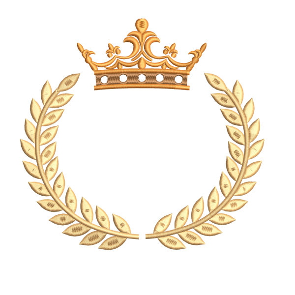 Diseño de Bordado de Corona de Laurel con Corona y Patrón de Bordado Decorativo - BASAK10F