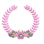 Blumenkranz-Stickdesign mit Zentralblüte – Dekoratives Maschinenstickmuster – BASAK11F