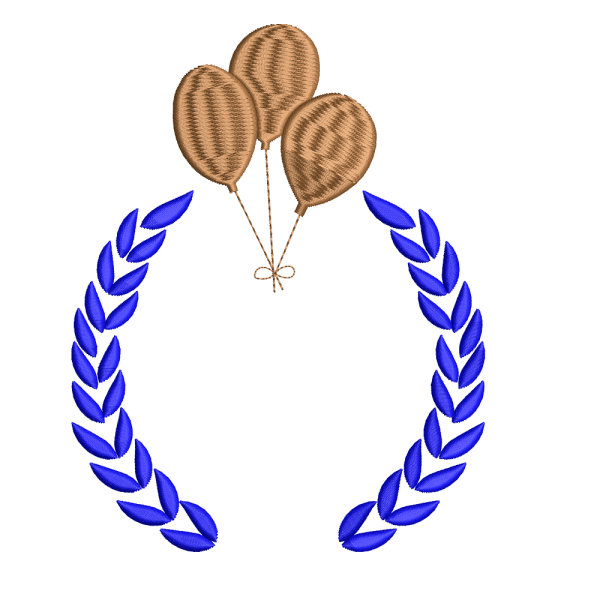 Diseño de Bordado de Globo y Corona de Laurel - BASAK3F