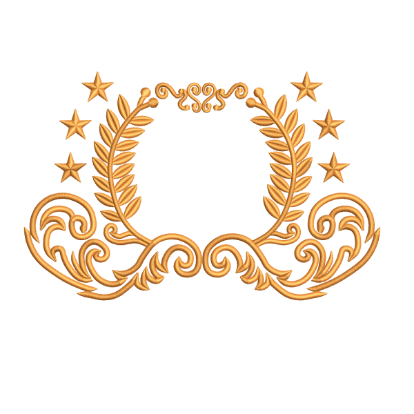 Design de bordado de louro estrelado e arte bordada - BASAK42F