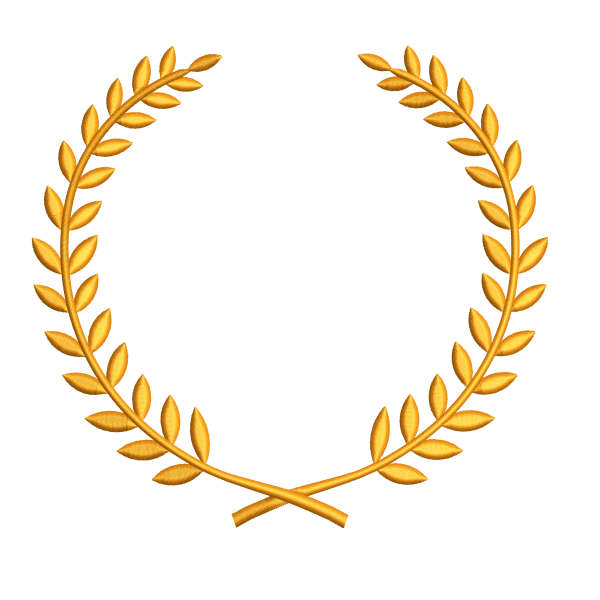Diseño de Bordado de Corona de Laurel Dorada y Patrón Decorativo - BASAK4F