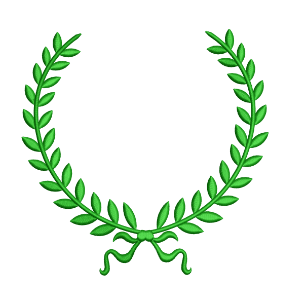 Diseño de Bordado de Corona Verde con Lazo y Patrón de Puntada Digital - BASAK5F