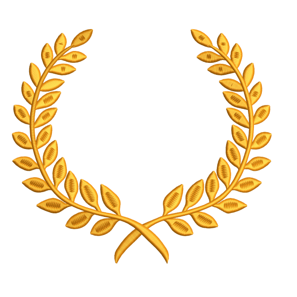 Diseño de Bordado de Corona de Hojas Doradas y Patrón Clásico Digital - BASAK6F