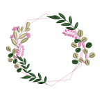 Diseño de bordado a máquina con corona de ramas florales elegante - CELENK26F