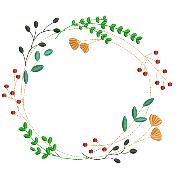Colorful wreath embroidery pattern and embroidery design - CELENK49F