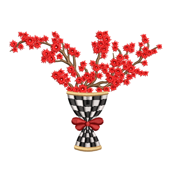 Diseño de bordado a máquina con tema de jarrón floral elegante - VAZO11F